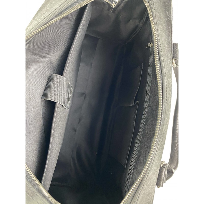 Чоловіча шкіряна дорожня сумка Sherlock чорна - 5 фото