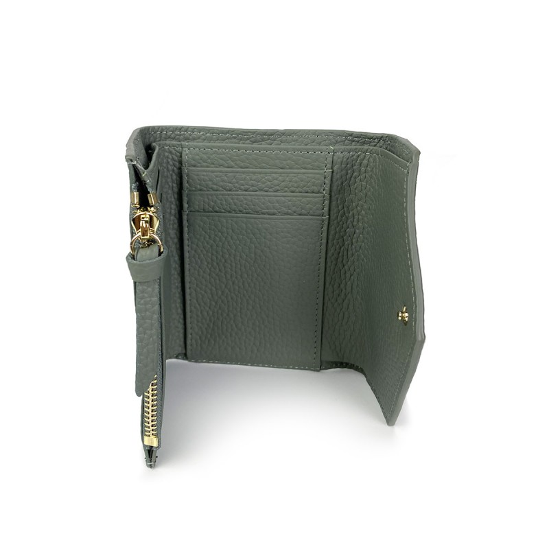 Женский кожаный кошелек Ellie серо-зеленый - 4 фото