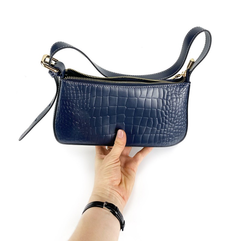 Женская кожаная сумка Ella синяя - 4 фото