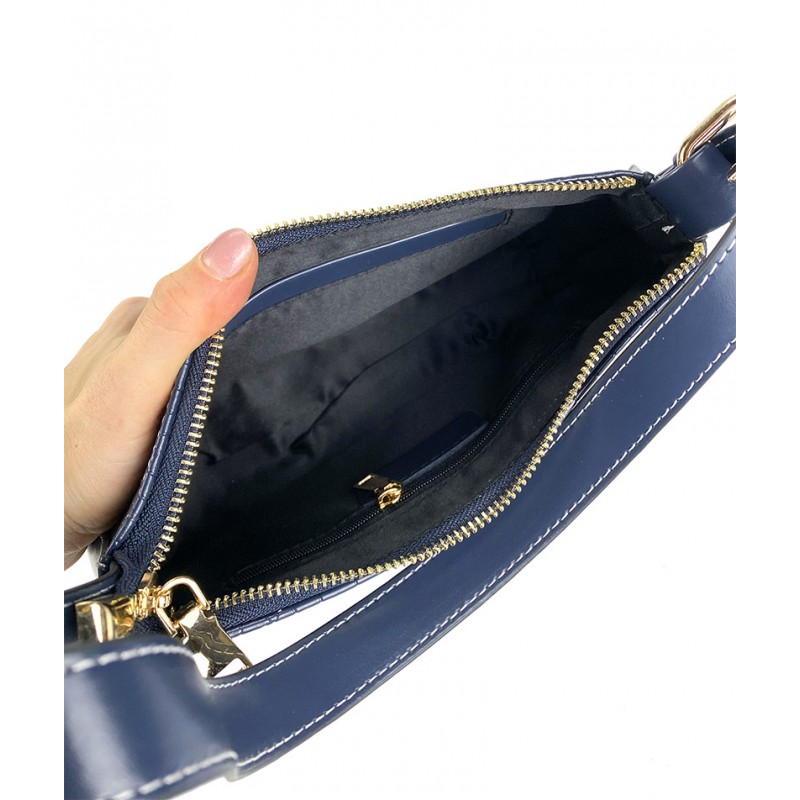 Женская кожаная сумка Ella синяя - 6 фото