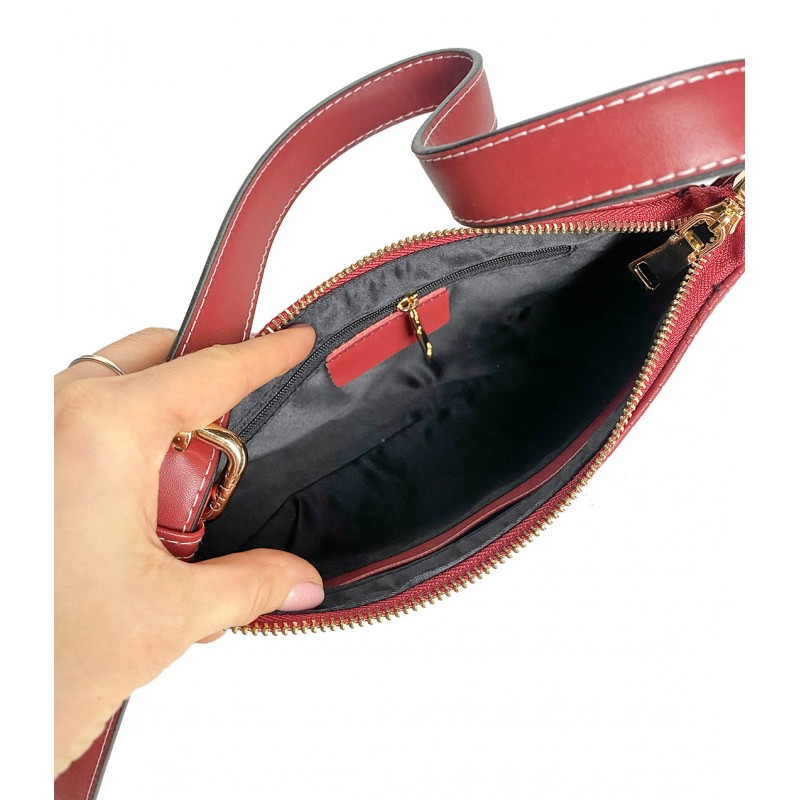Женская кожаная сумка Ella красная - 7 фото