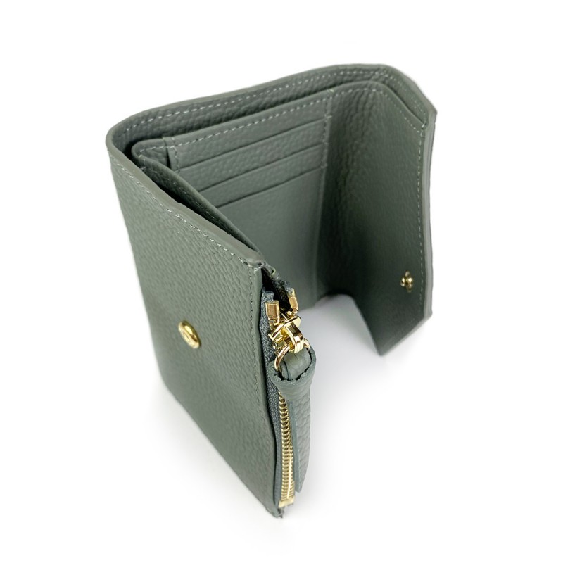 Женский кожаный кошелек Ellie серо-зеленый - 5 фото