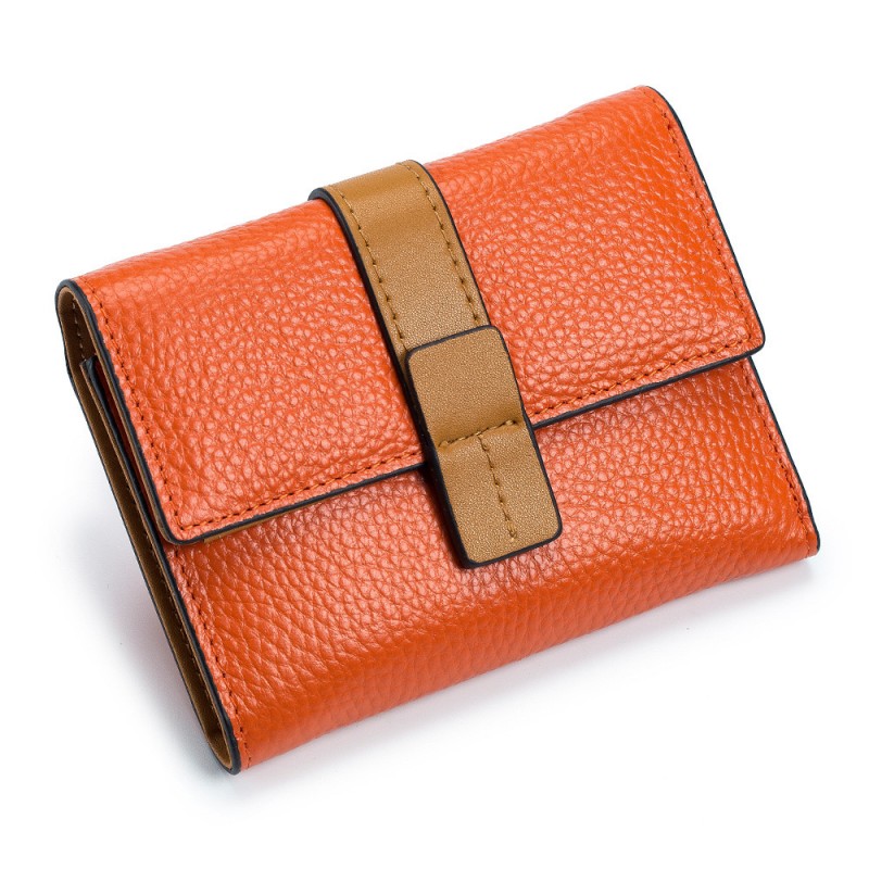 Женский кожаный кошелек Kelly оранжевый - 3 фото