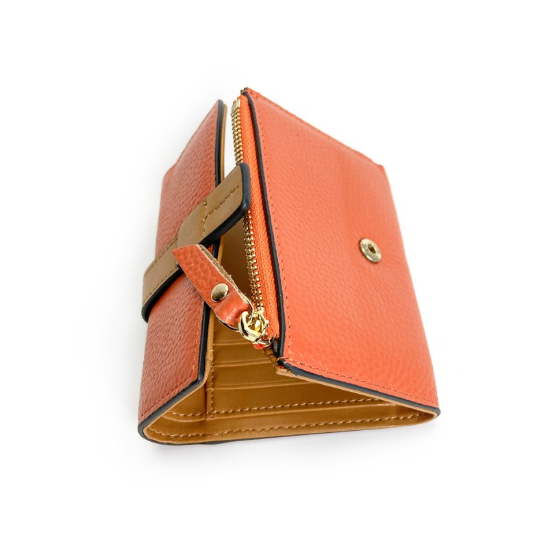 Женский кожаный кошелек Kelly оранжевый - 4 фото