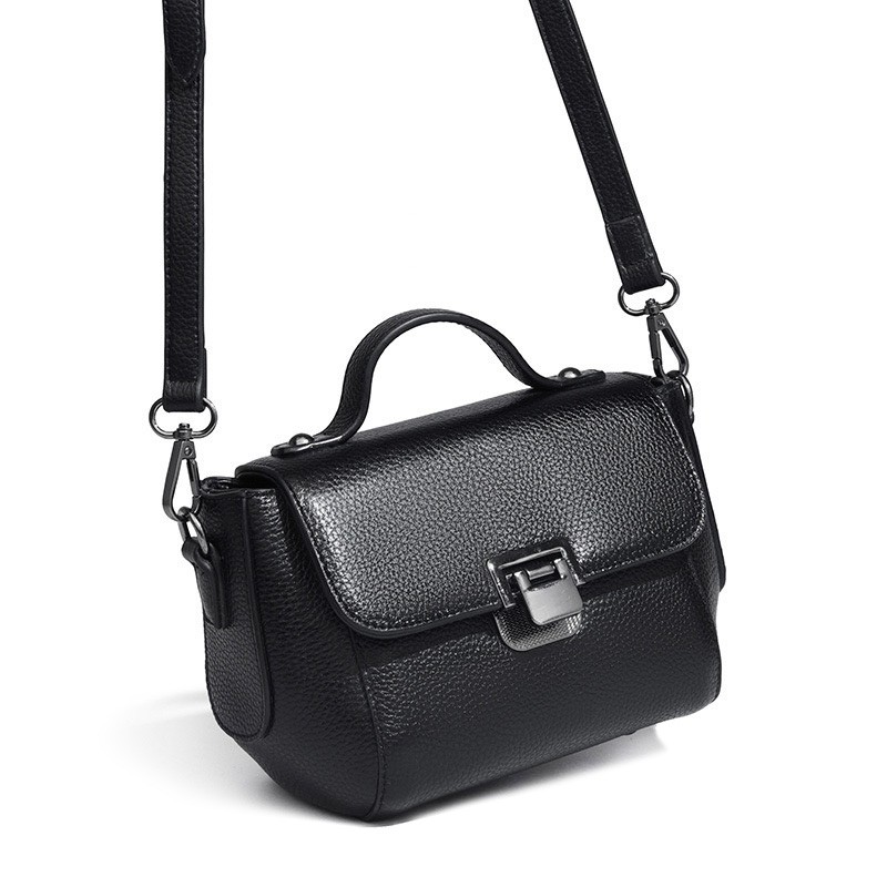 Женская кожаная сумка Natalie черная - 1 фото