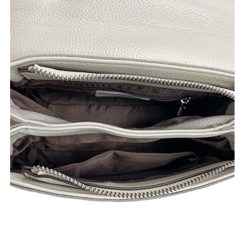 Жіноча шкіряна сумка Charlotte кремова - 6 фото
