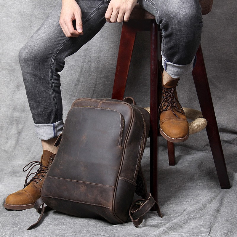 Мужской кожаный рюкзак Benedict темно-коричневый - 1 фото