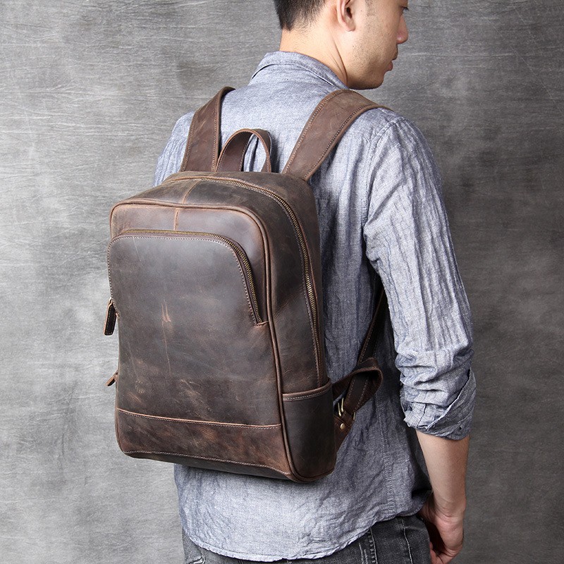 Мужской кожаный рюкзак Benedict темно-коричневый - 2 фото