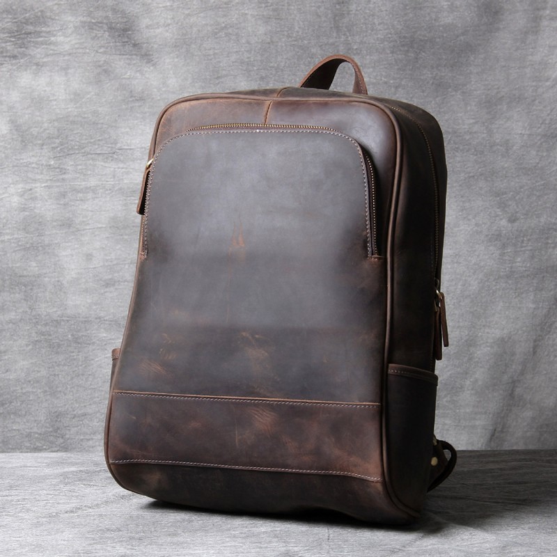 Мужской кожаный рюкзак Benedict темно-коричневый - 4 фото