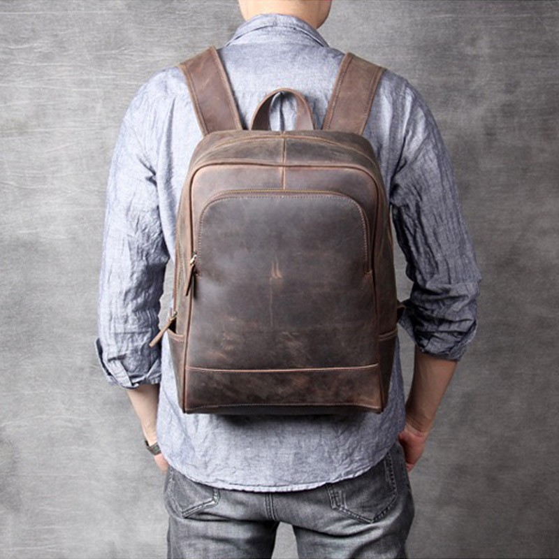 Мужской кожаный рюкзак Benedict темно-коричневый - 5 фото