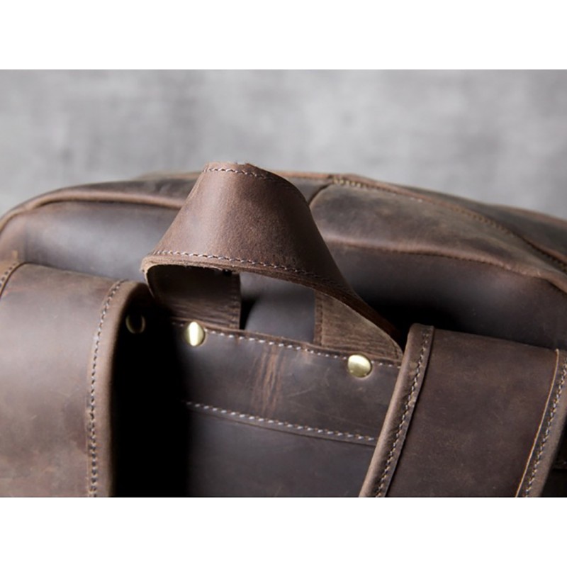 Мужской кожаный рюкзак Benedict темно-коричневый - 14 фото
