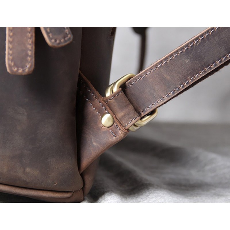 Мужской кожаный рюкзак Benedict темно-коричневый - 15 фото