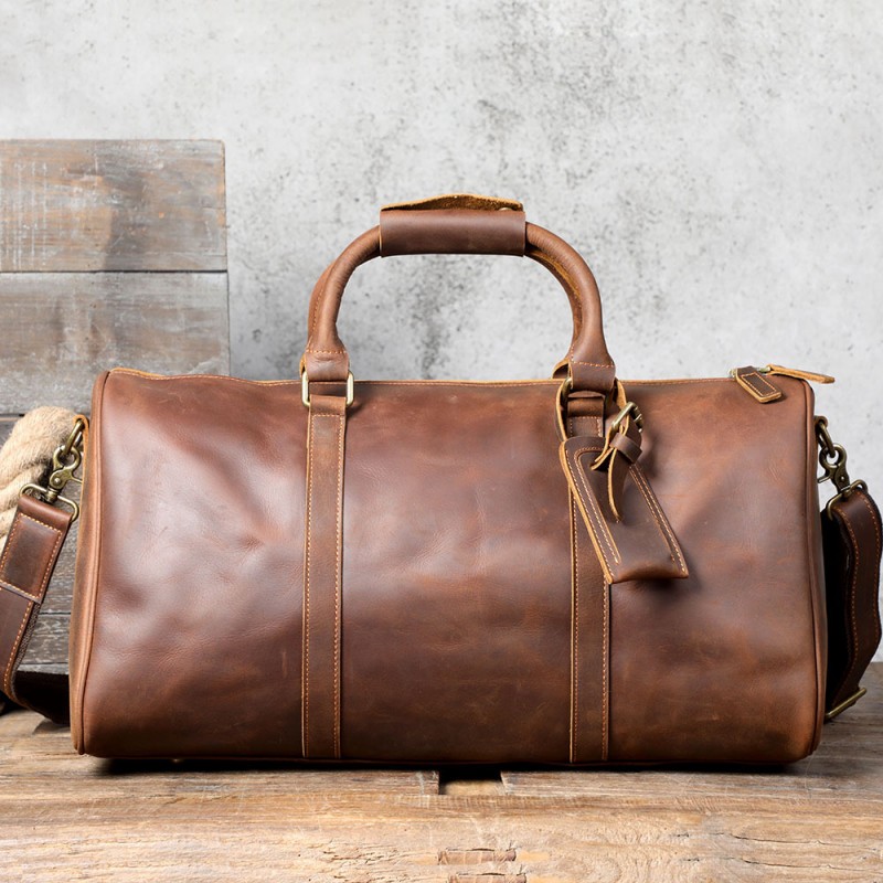 Мужская кожаная дорожная сумка Weinstein коричневая - 1 фото