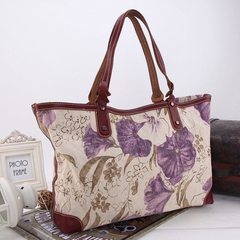 Жіноча міська сумка Flower кремово-бузкова - 2 фото