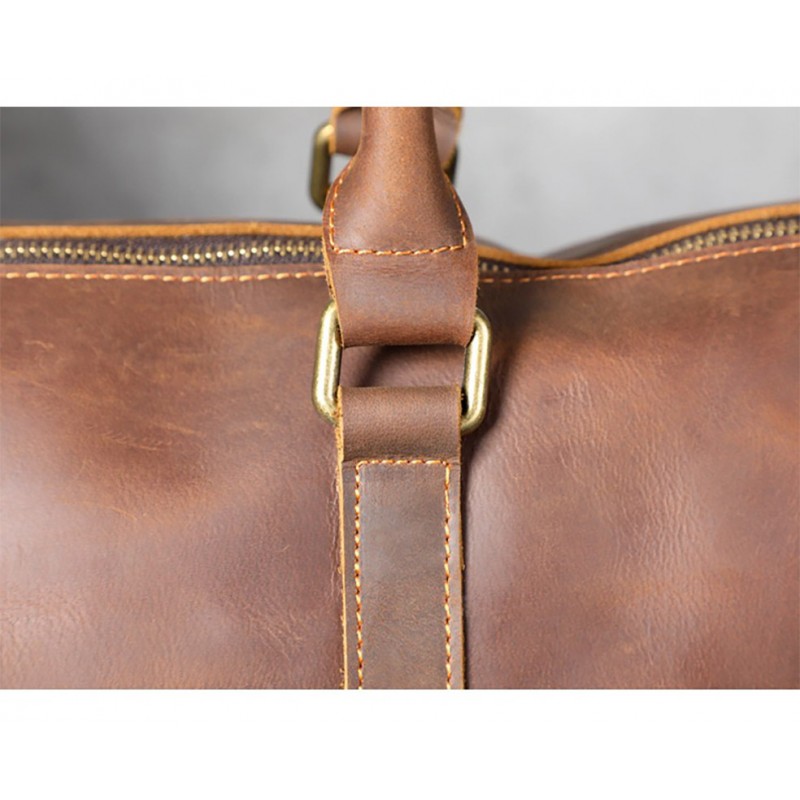 Чоловіча шкіряна дорожня сумка Weinstein коричнева - 13 фото