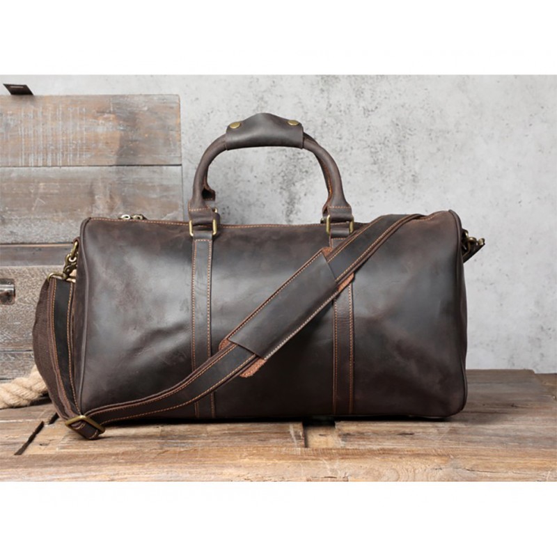 Чоловіча шкіряна дорожня сумка Weinstein темно-коричнева - 1 фото