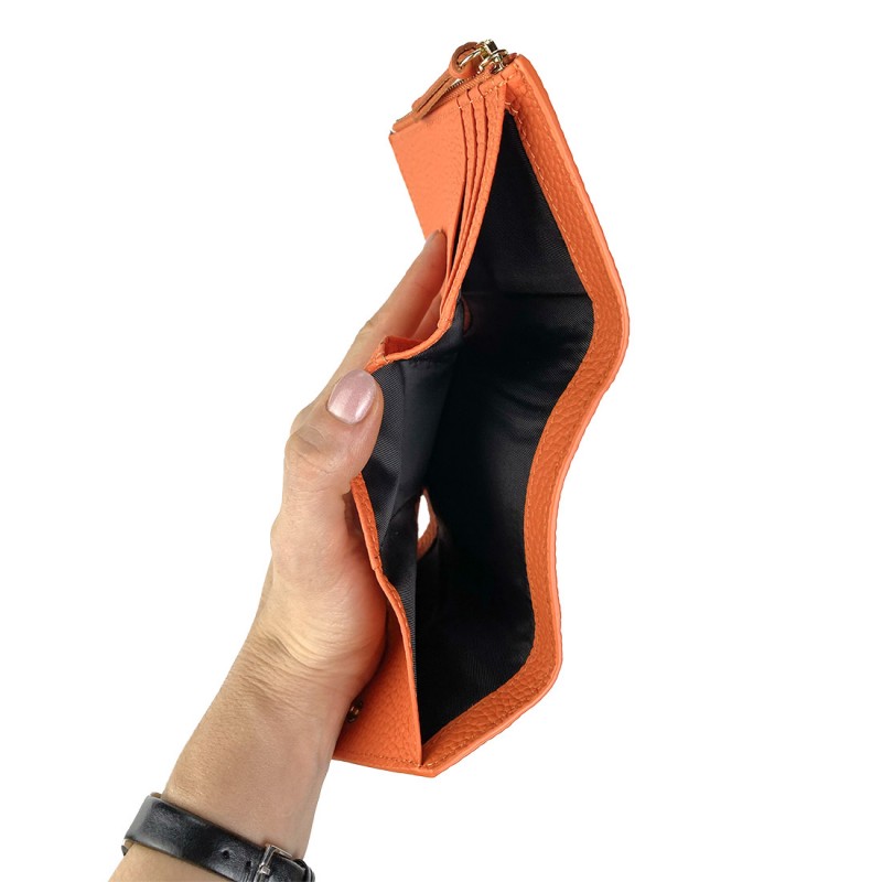 Женский кожаный кошелек Ellie оранжевый - 4 фото