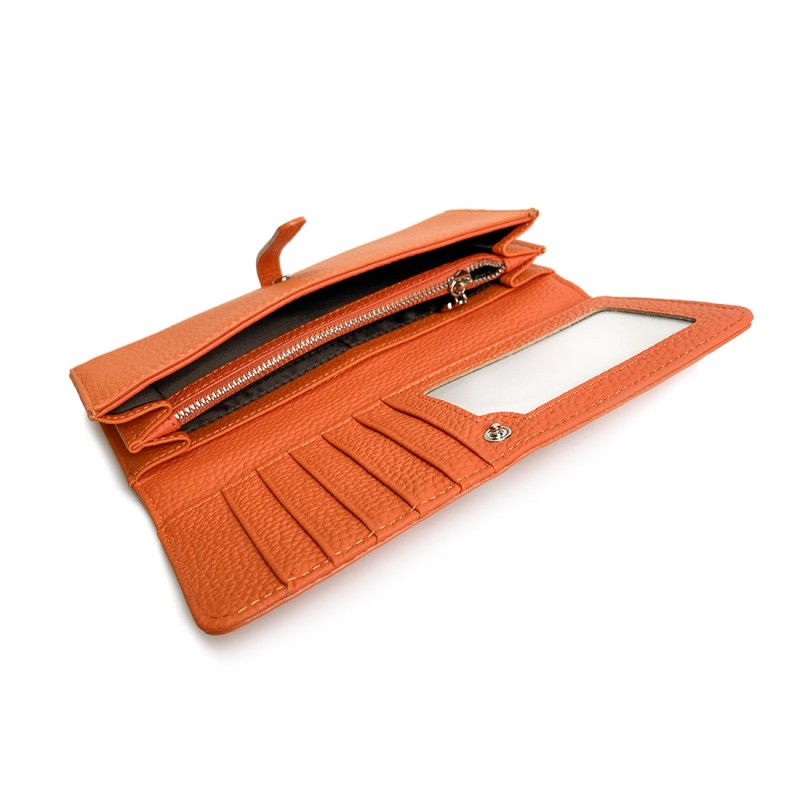 Женский кожаный кошелек Vicki оранжевый - 3 фото