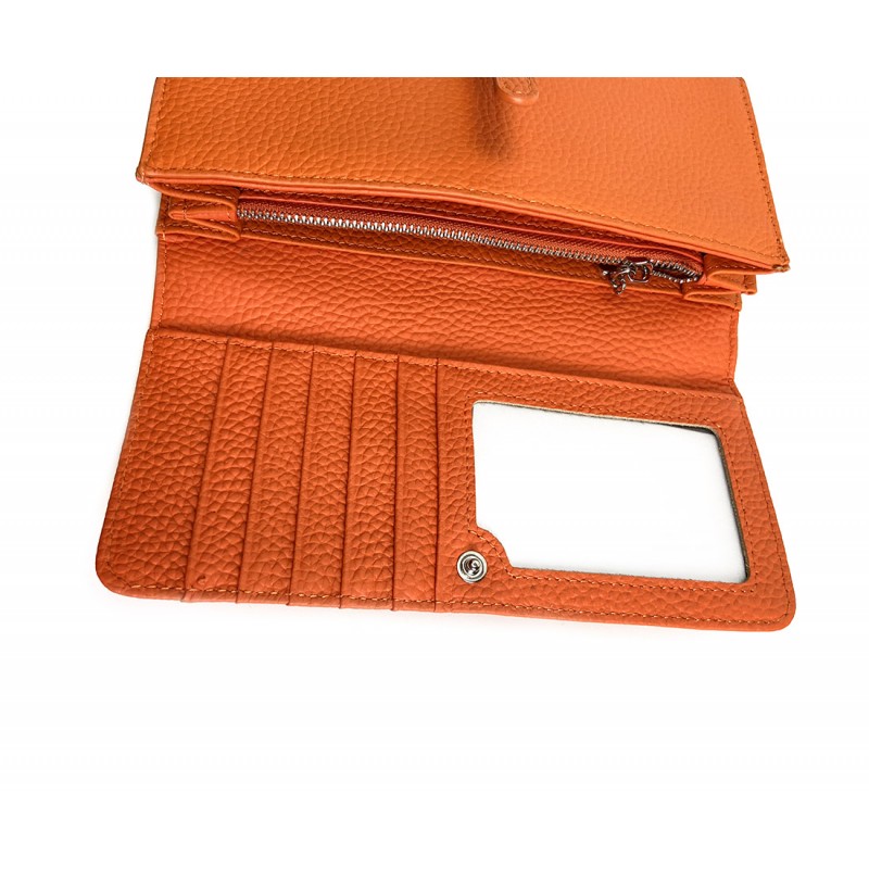 Женский кожаный кошелек Vicki оранжевый - 4 фото