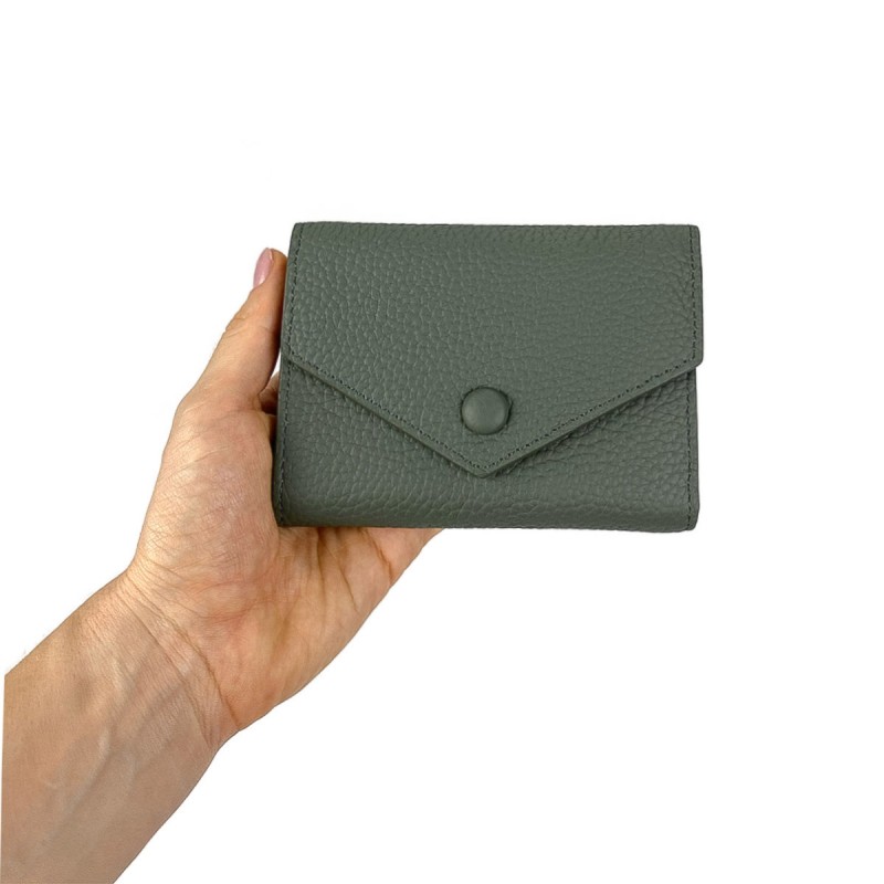 Женский кожаный кошелек Ellie серо-зеленый - 7 фото