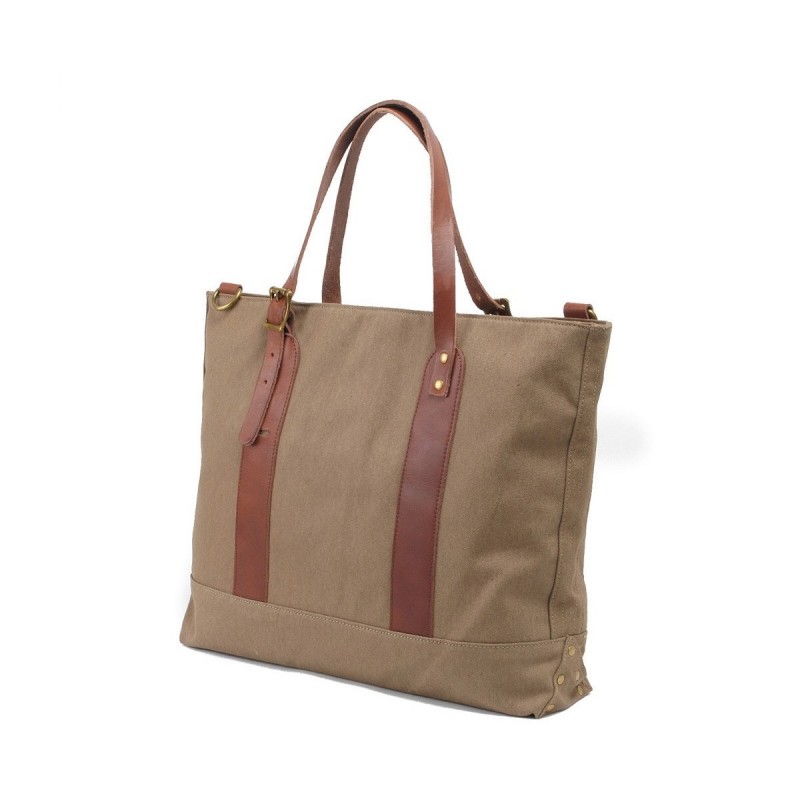 Женская городская сумка-тоут Carabo серо-коричневая - 1 фото