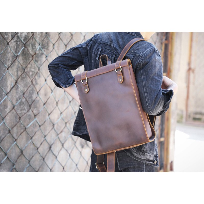 Чоловічий шкіряний рюкзак Barnard коричневий - 2 фото