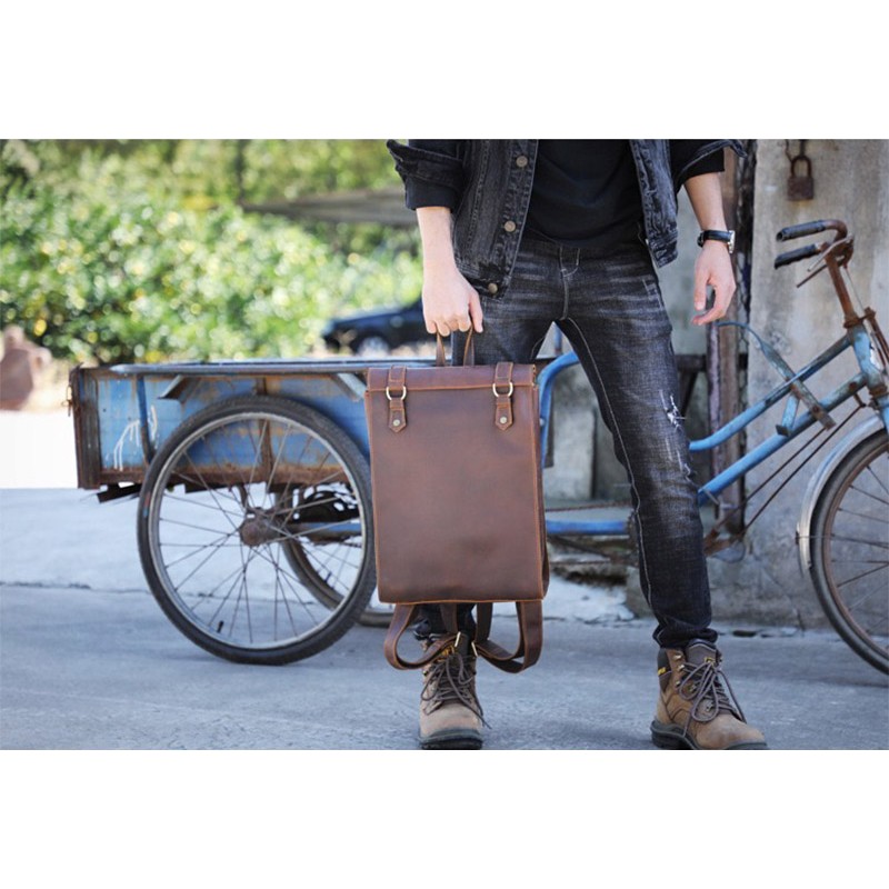 Чоловічий шкіряний рюкзак Barnard коричневий - 4 фото