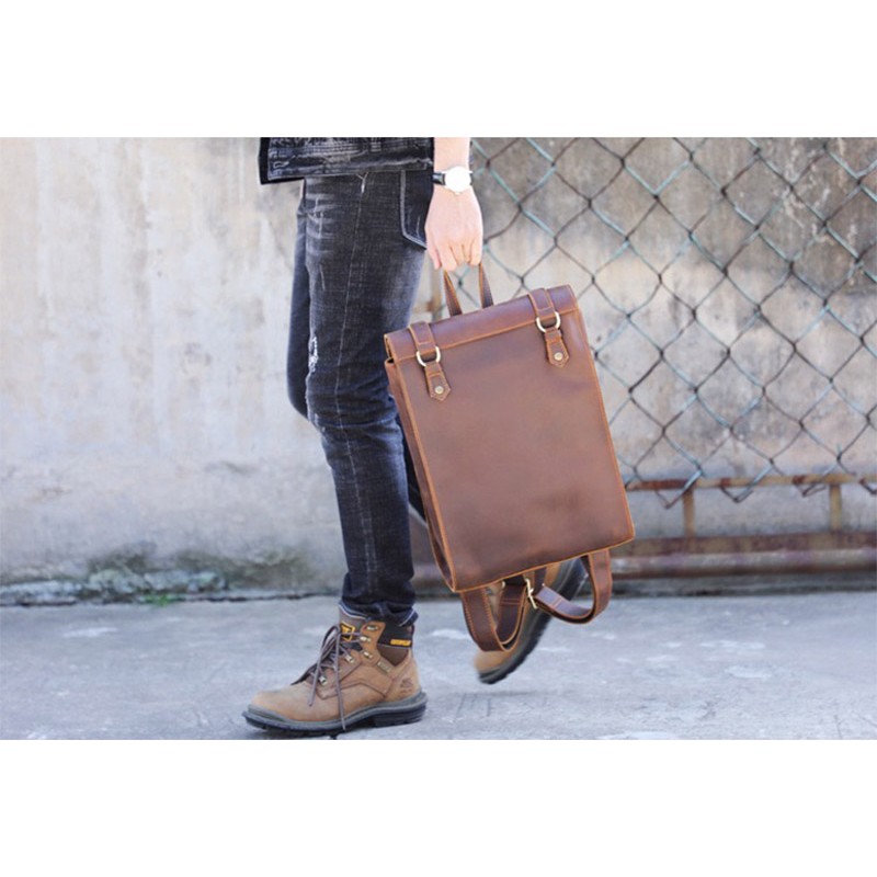 Мужской кожаный рюкзак Barnard коричневый - 5 фото