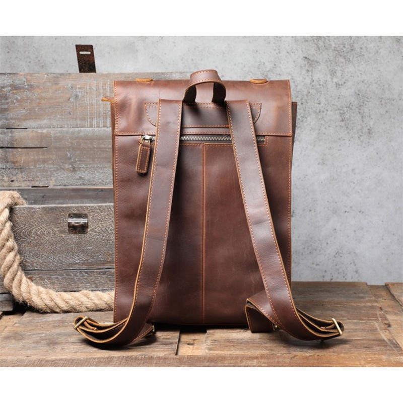 Чоловічий шкіряний рюкзак Barnard коричневий - 6 фото