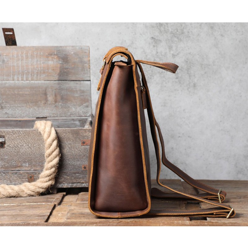 Мужской кожаный рюкзак Barnard коричневый - 7 фото