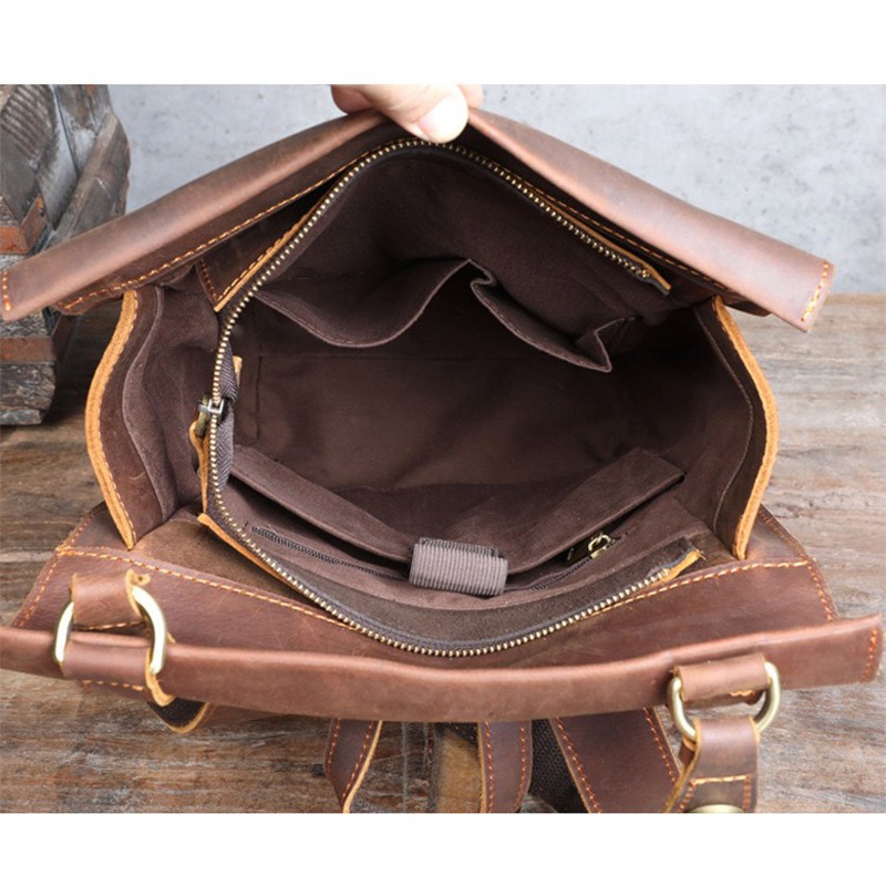 Мужской кожаный рюкзак Barnard коричневый - 8 фото