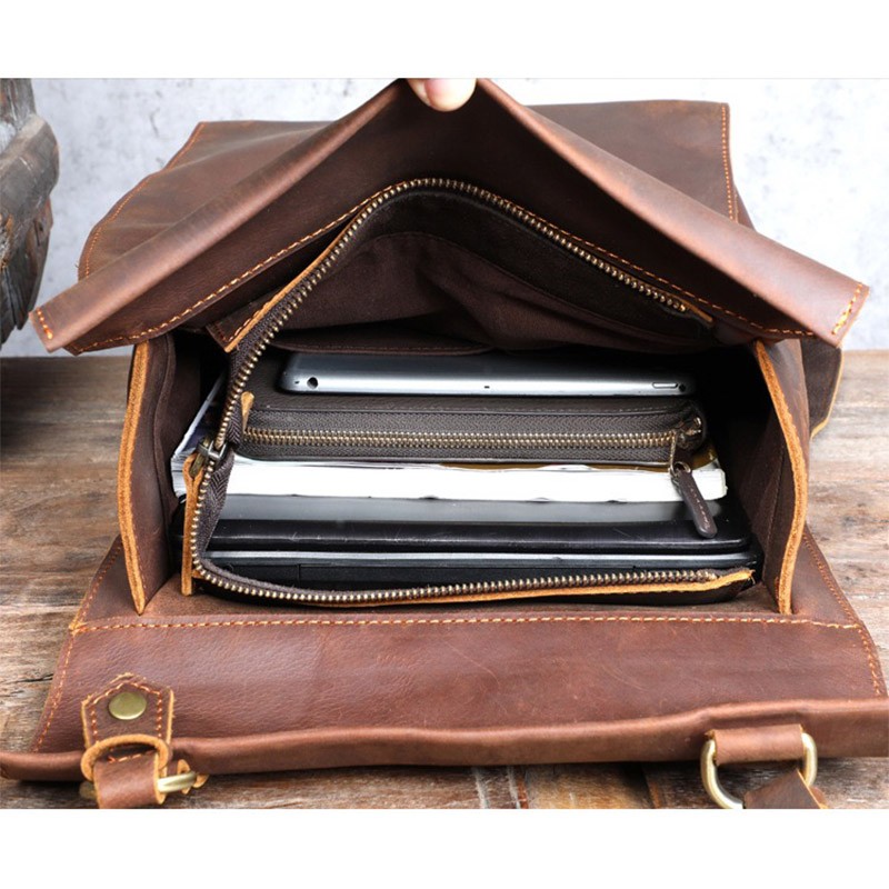 Мужской кожаный рюкзак Barnard коричневый - 9 фото