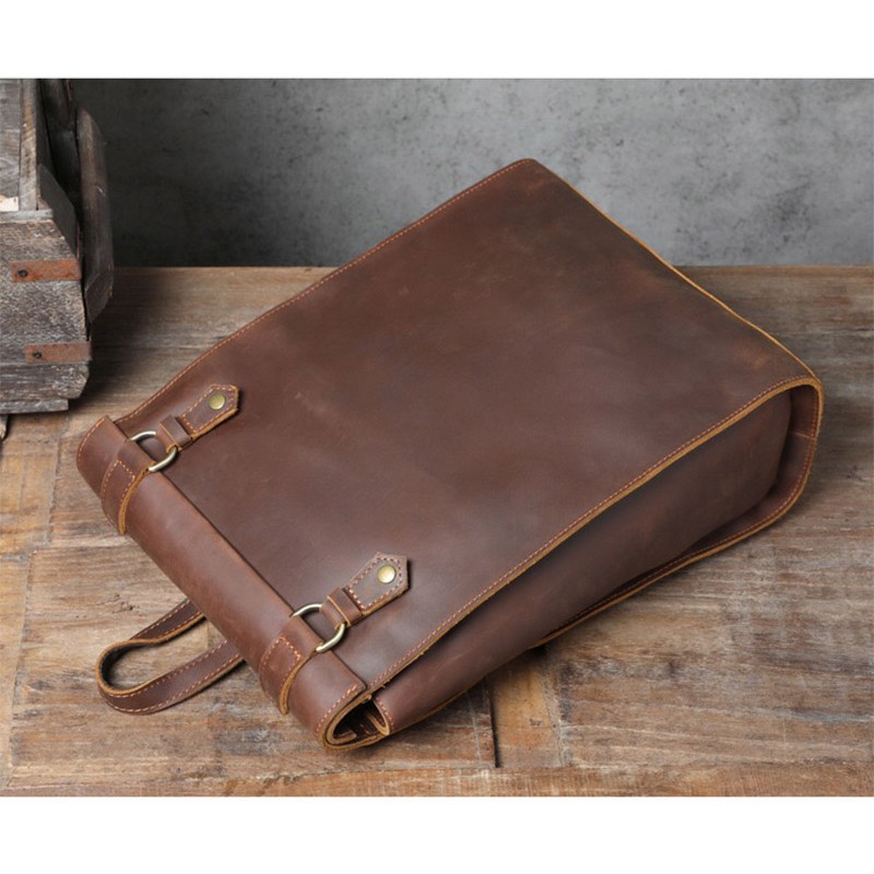 Мужской кожаный рюкзак Barnard коричневый - 11 фото