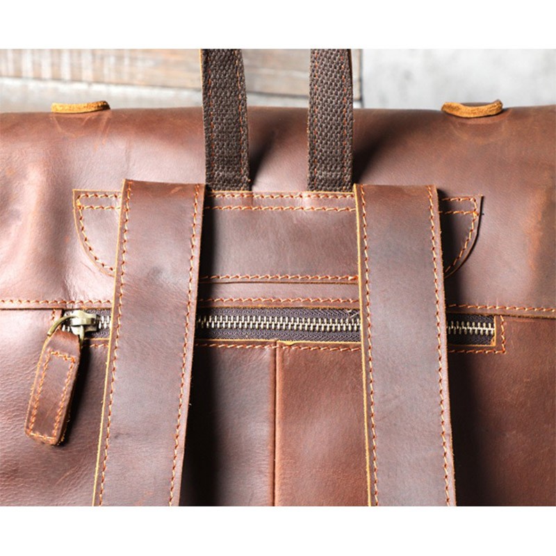 Мужской кожаный рюкзак Barnard коричневый - 13 фото
