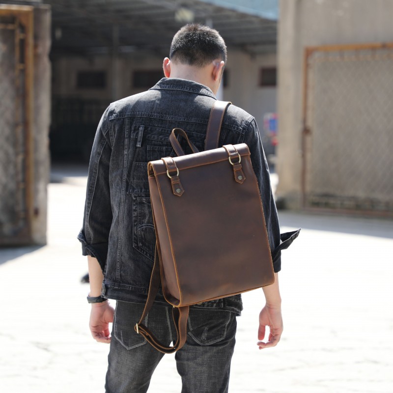 Чоловічий шкіряний рюкзак Barnard темно-коричневий - 2 фото