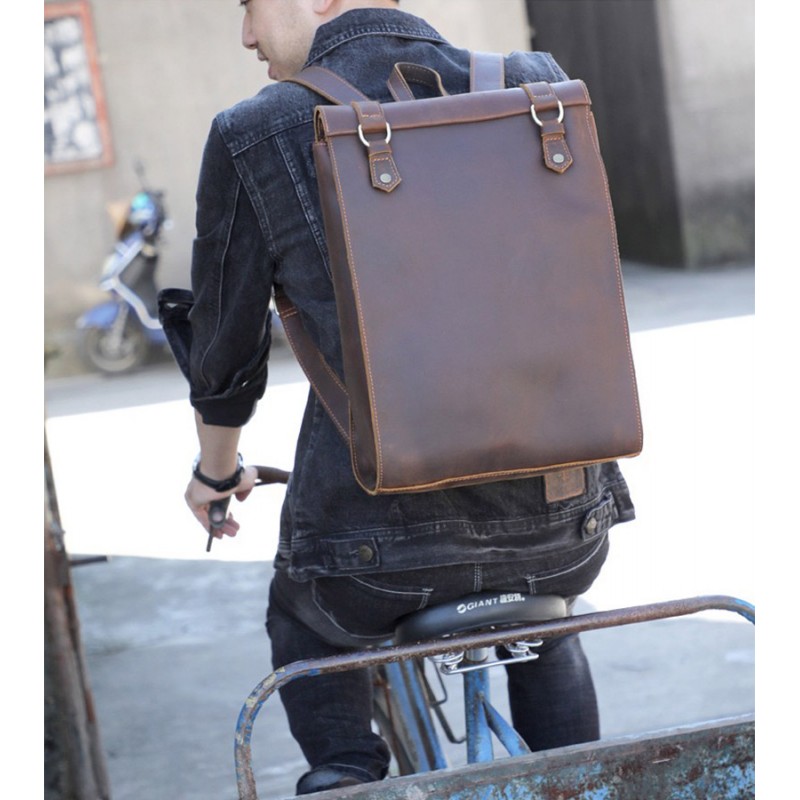 Мужской кожаный рюкзак Barnard темно-коричневый - 3 фото