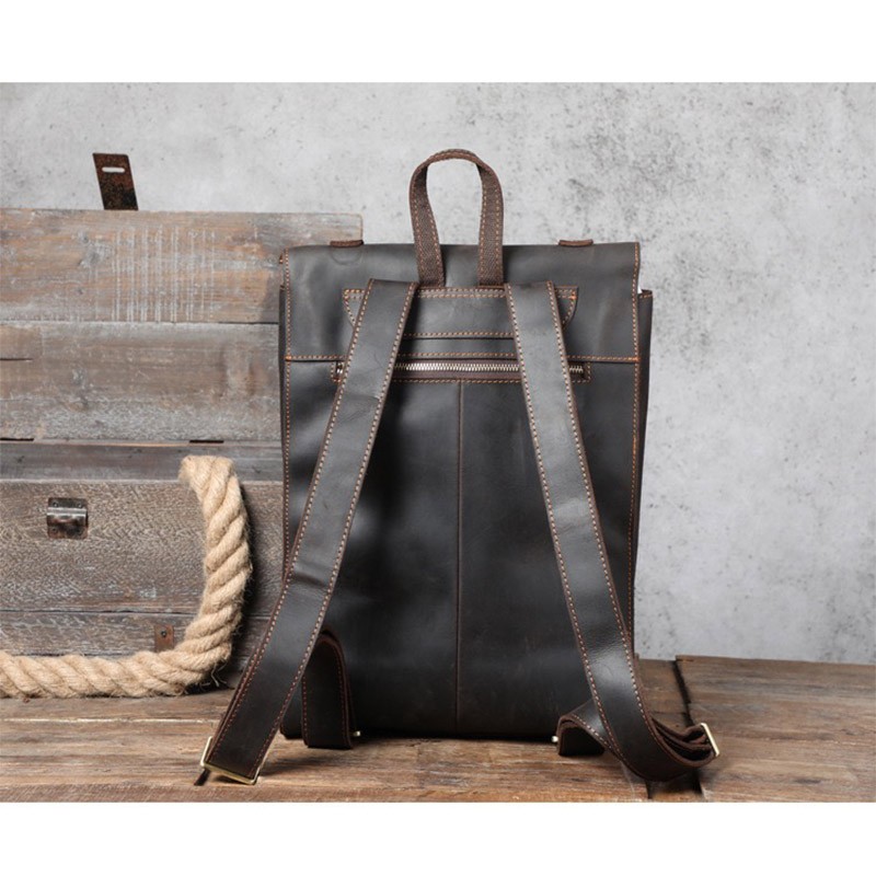 Мужской кожаный рюкзак Barnard темно-коричневый - 5 фото