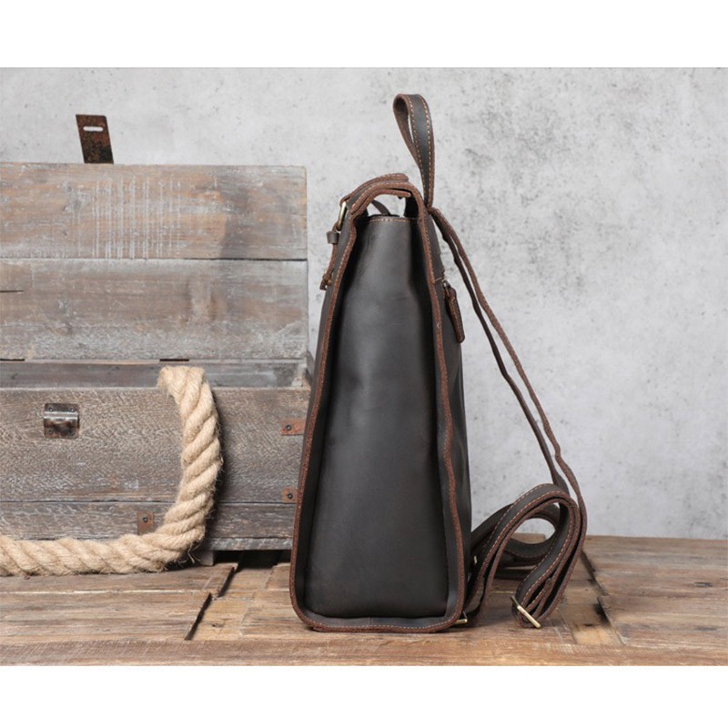 Мужской кожаный рюкзак Barnard темно-коричневый - 6 фото