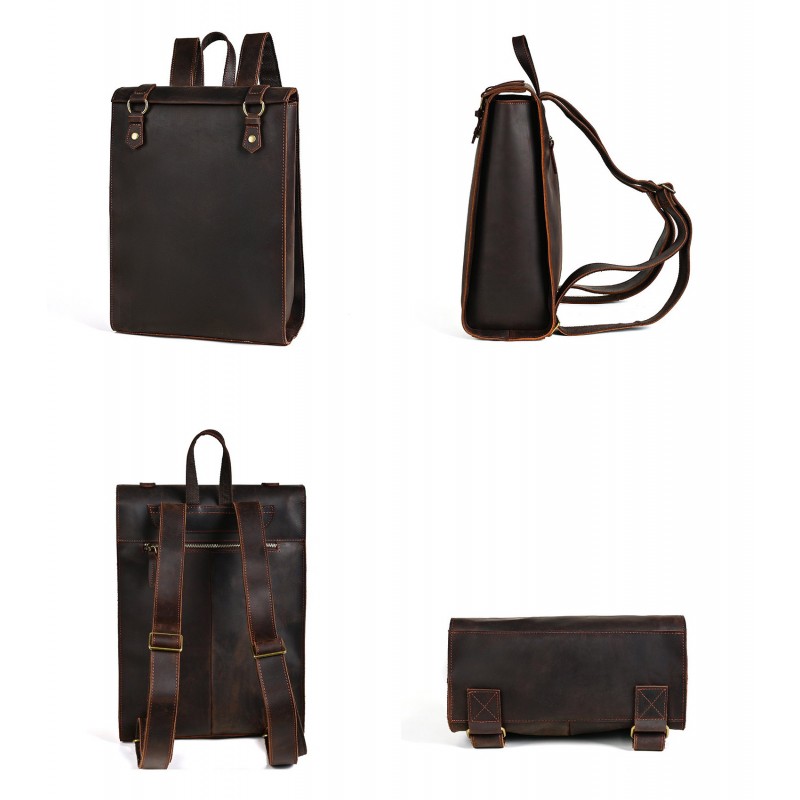 Мужской кожаный рюкзак Barnard темно-коричневый - 10 фото