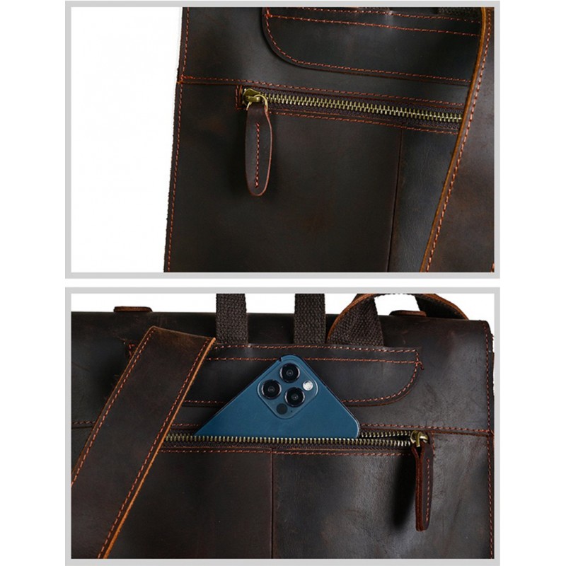 Мужской кожаный рюкзак Barnard темно-коричневый - 12 фото