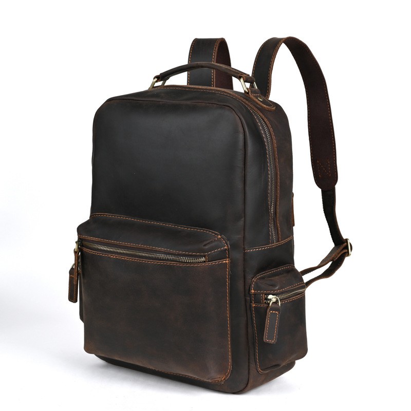 Мужской кожаный рюкзак William темно-коричневый - 1 фото