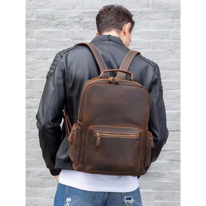 Мужской кожаный рюкзак William темно-коричневый - 2 фото