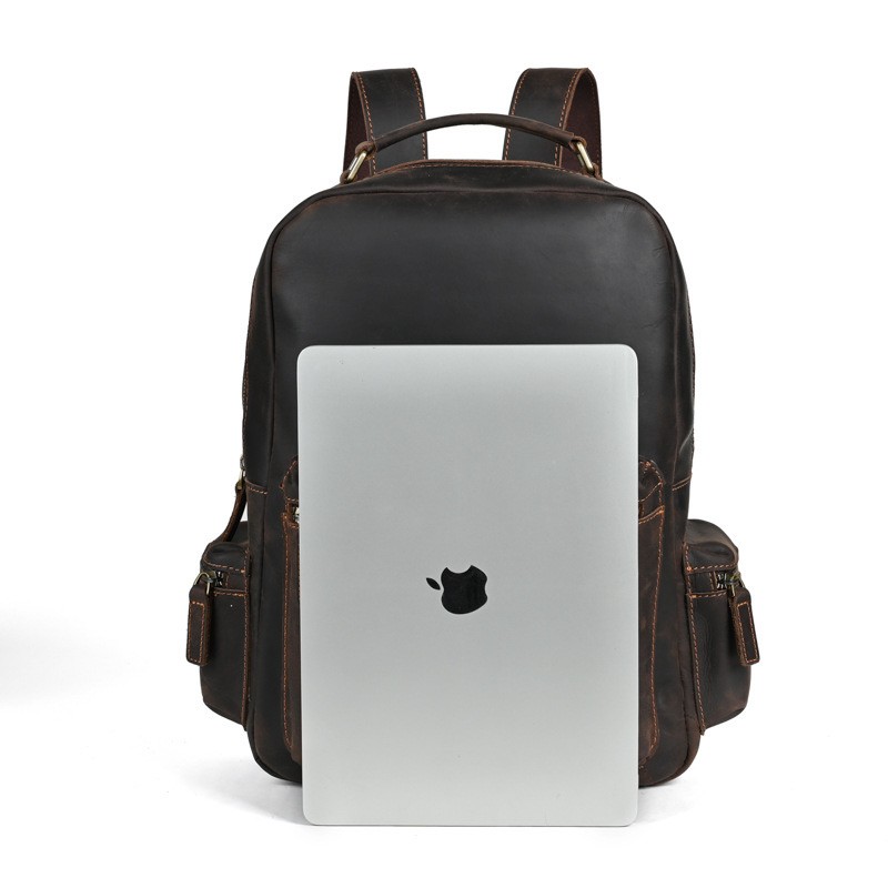 Мужской кожаный рюкзак William темно-коричневый - 12 фото