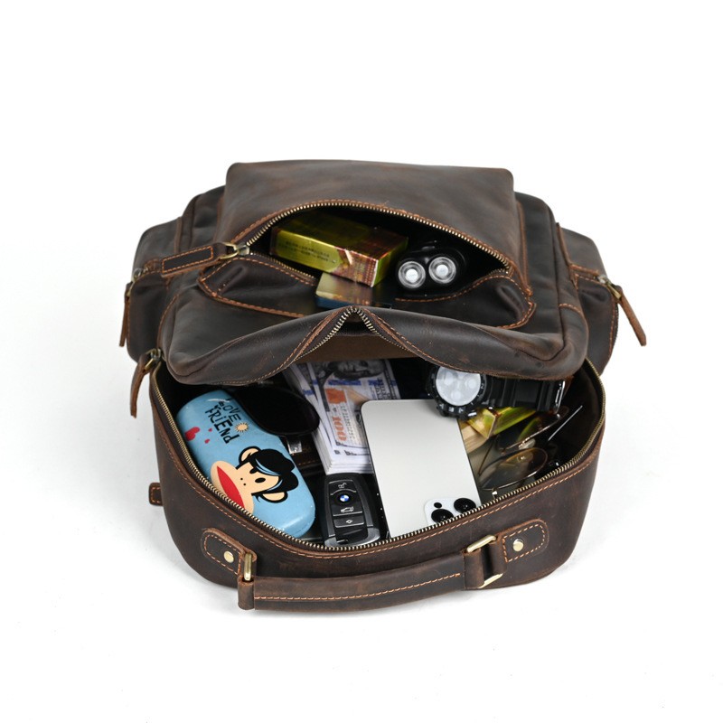 Мужской кожаный рюкзак William темно-коричневый - 8 фото