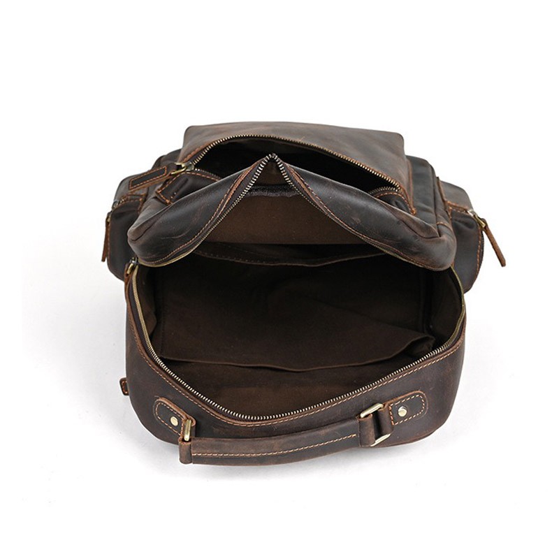 Мужской кожаный рюкзак William темно-коричневый - 9 фото