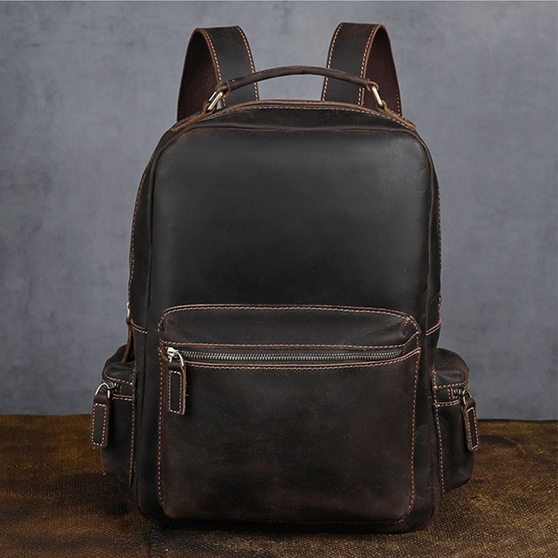 Мужской кожаный рюкзак William темно-коричневый - 13 фото