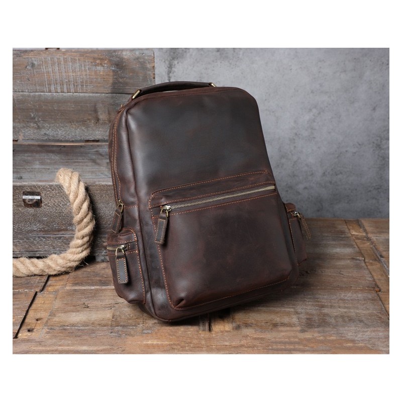 Мужской кожаный рюкзак William темно-коричневый - 17 фото