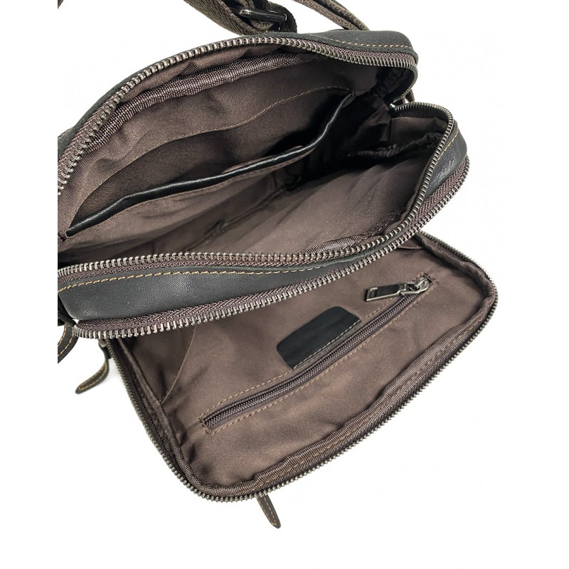 Мужская кожаная сумка Douglas через плечо черная - 5 фото