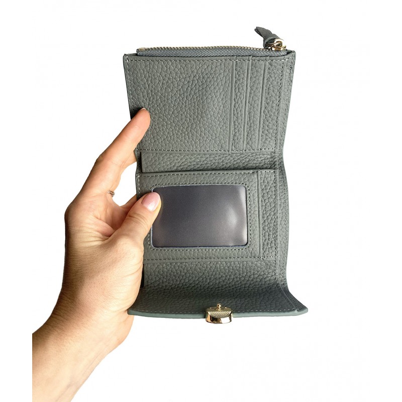Жіночий шкіряний гаманець Whitney сіро-зелений - 4 фото