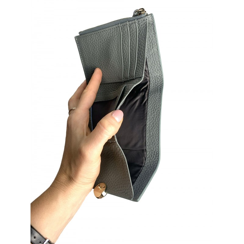 Жіночий шкіряний гаманець Whitney сіро-зелений - 5 фото
